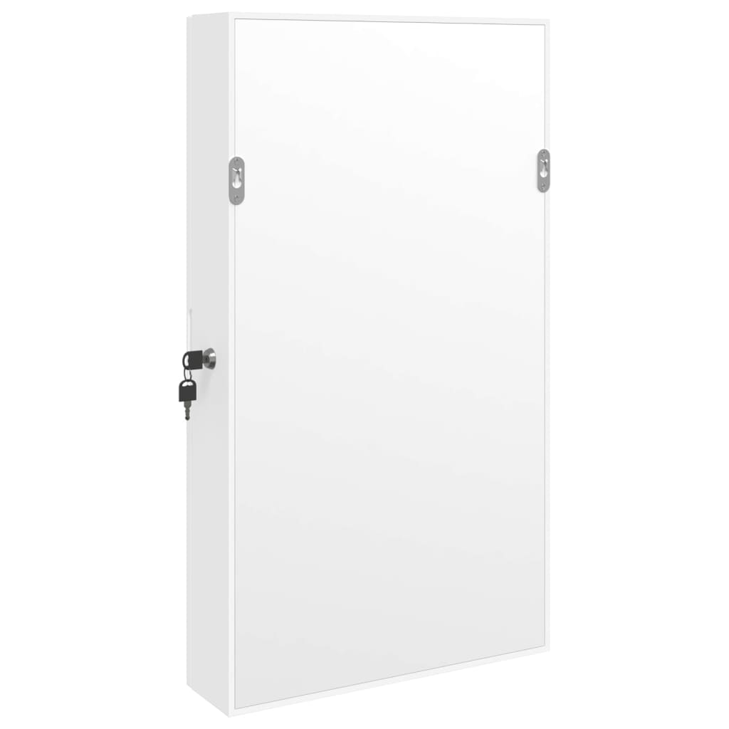 Smykkeskap Hvit Vegghengt med speil 37,5x10x67 cm