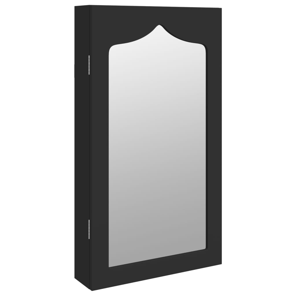 Smykkeskap Svart Vegghengt speil 37,5x10x67 cm