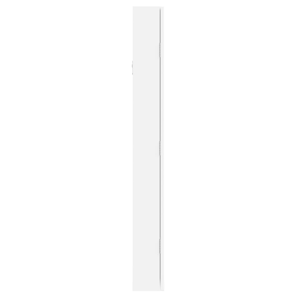 Smykkeskap Vegghengt med speil Hvit 37,5x10x90 cm