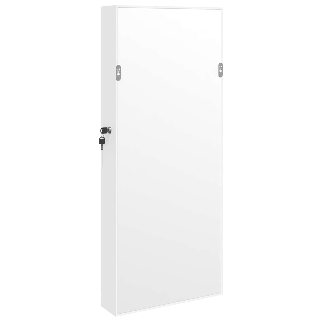 Smykkeskap Vegghengt med speil Hvit 37,5x10x90 cm