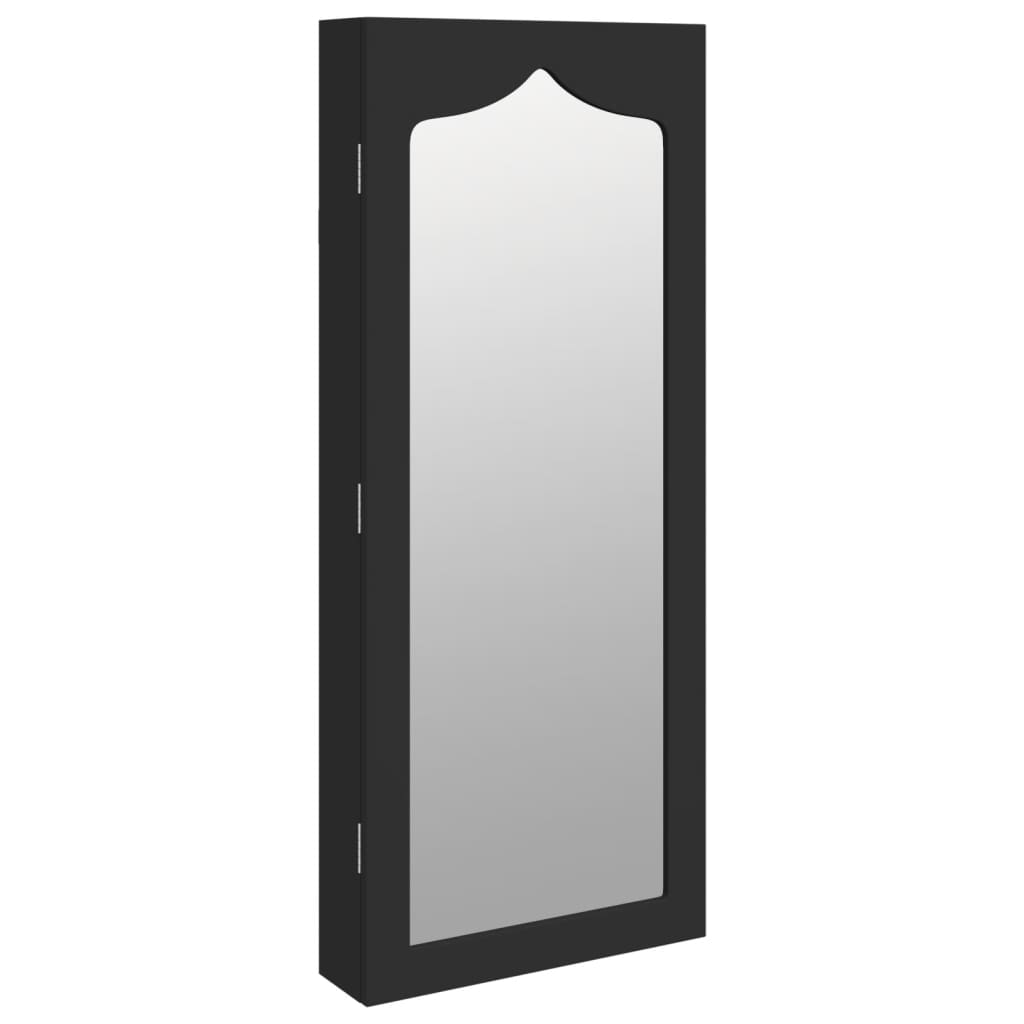 Smykkeskap Svart Vegghengt speil 37,5x10x90 cm