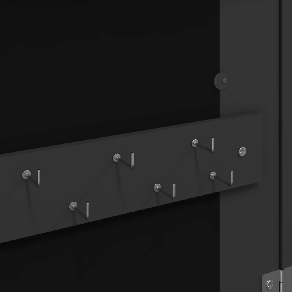 Smykkeskap Svart Vegghengt speil 37,5x10x90 cm