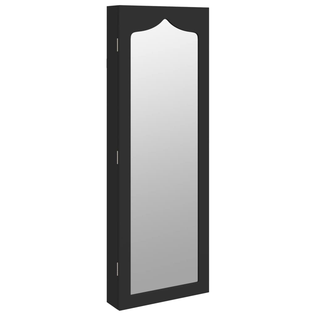 Smykkeskap Vegghengt med speil Svart 37,5x10x106 cm