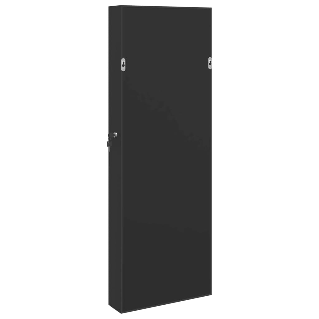 Smykkeskap Vegghengt med speil Svart 37,5x10x106 cm