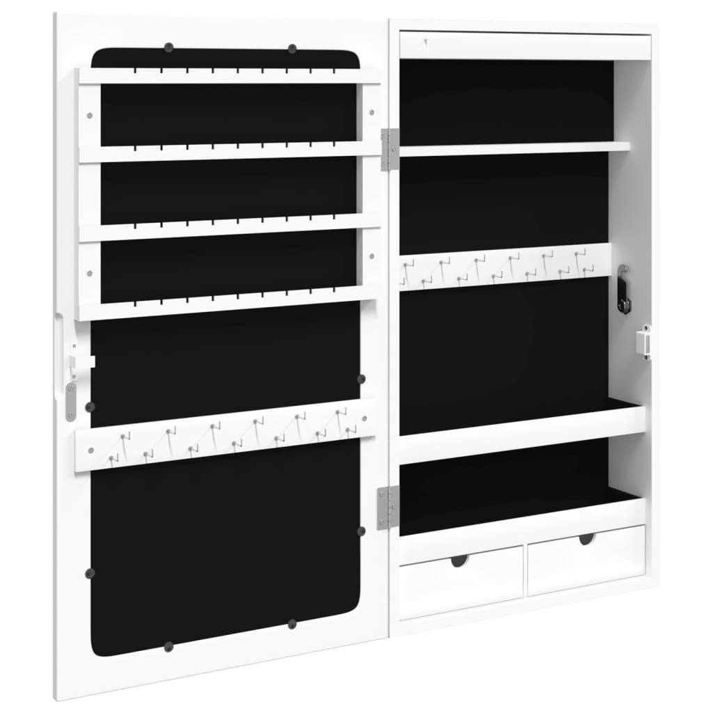 Smykkeskap Hvit Speilskap LED veggmontert