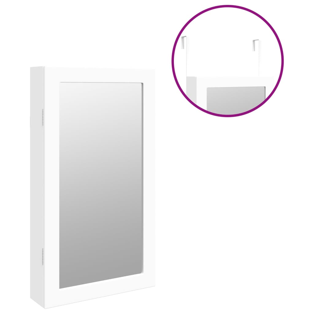 Smykkeskap Hvit Speilskap LED veggmontert