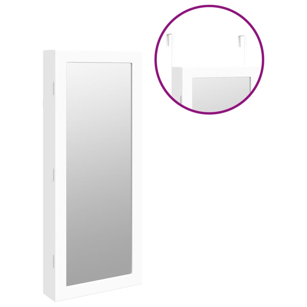 Smykkeskap Hvit Speilskap LED veggmontert