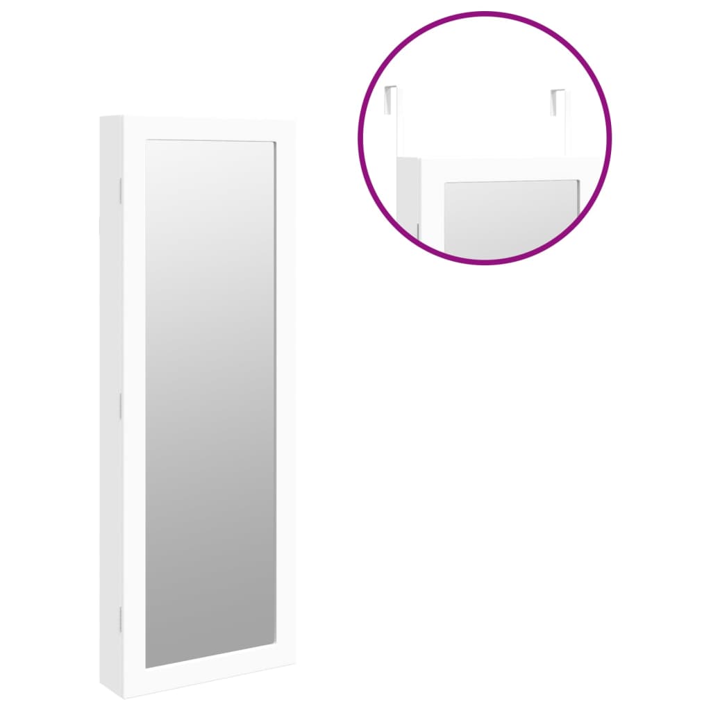 Smykkeskap Hvit Speilskap LED veggmontert
