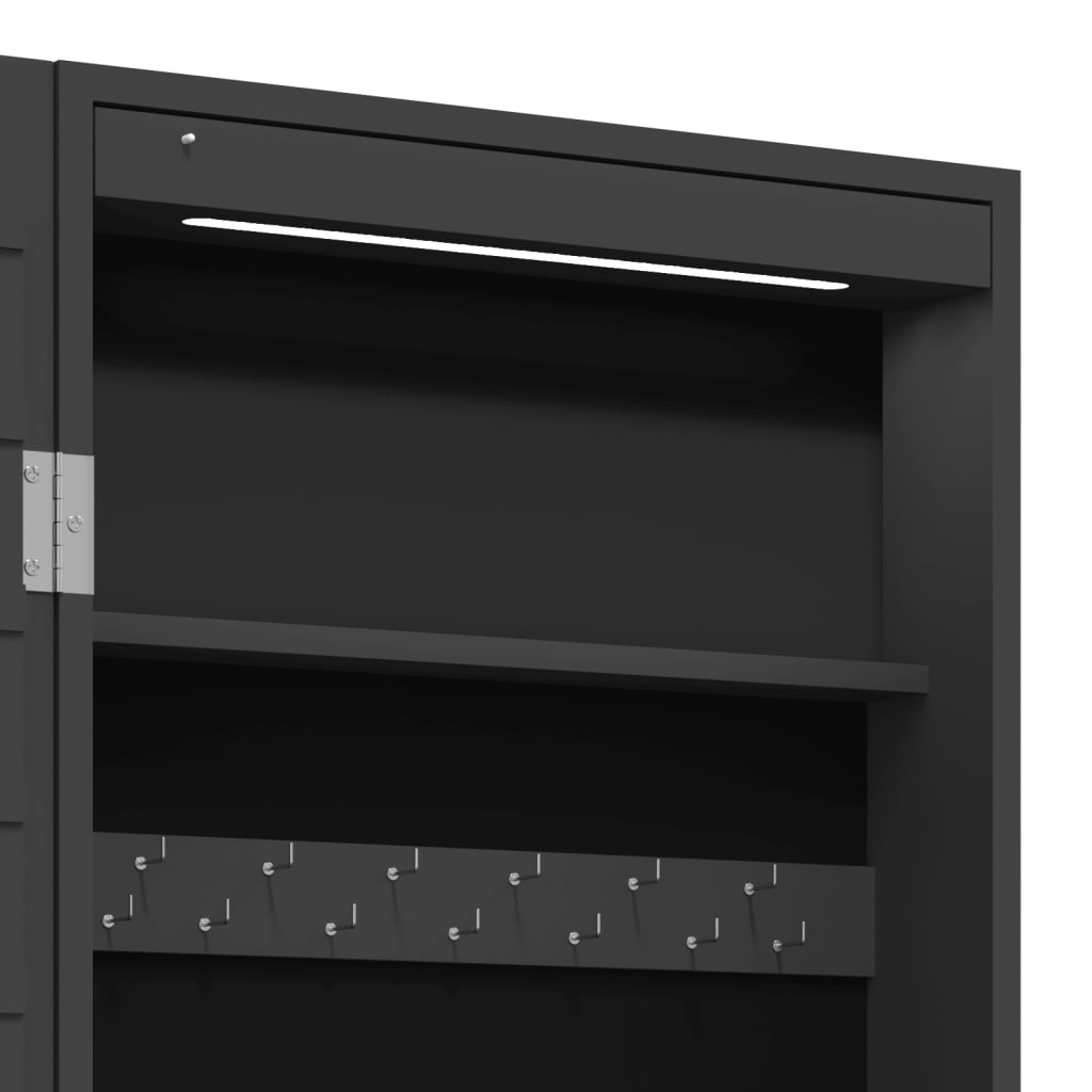 Smykkeskap Svart Speilskap LED veggmontert