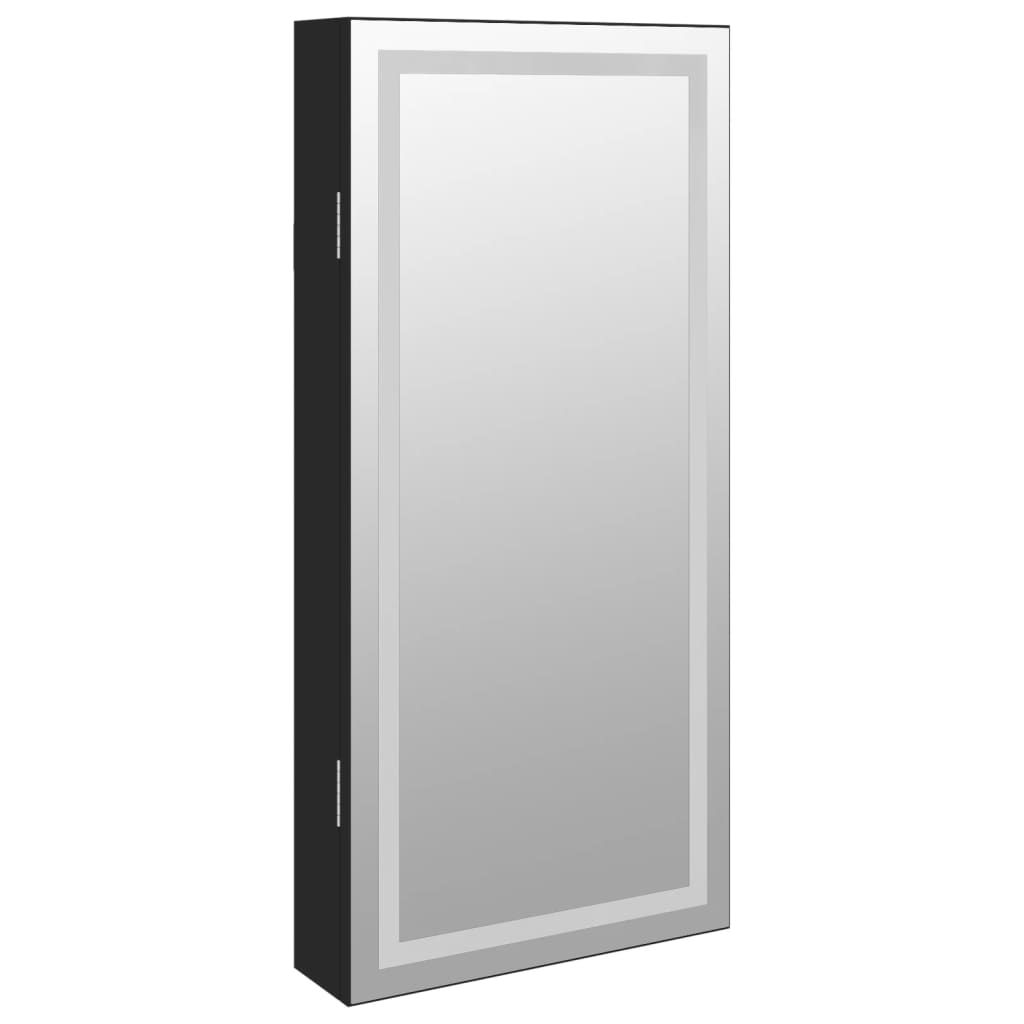 Smykkeskap Svart Speilskap LED veggmontert