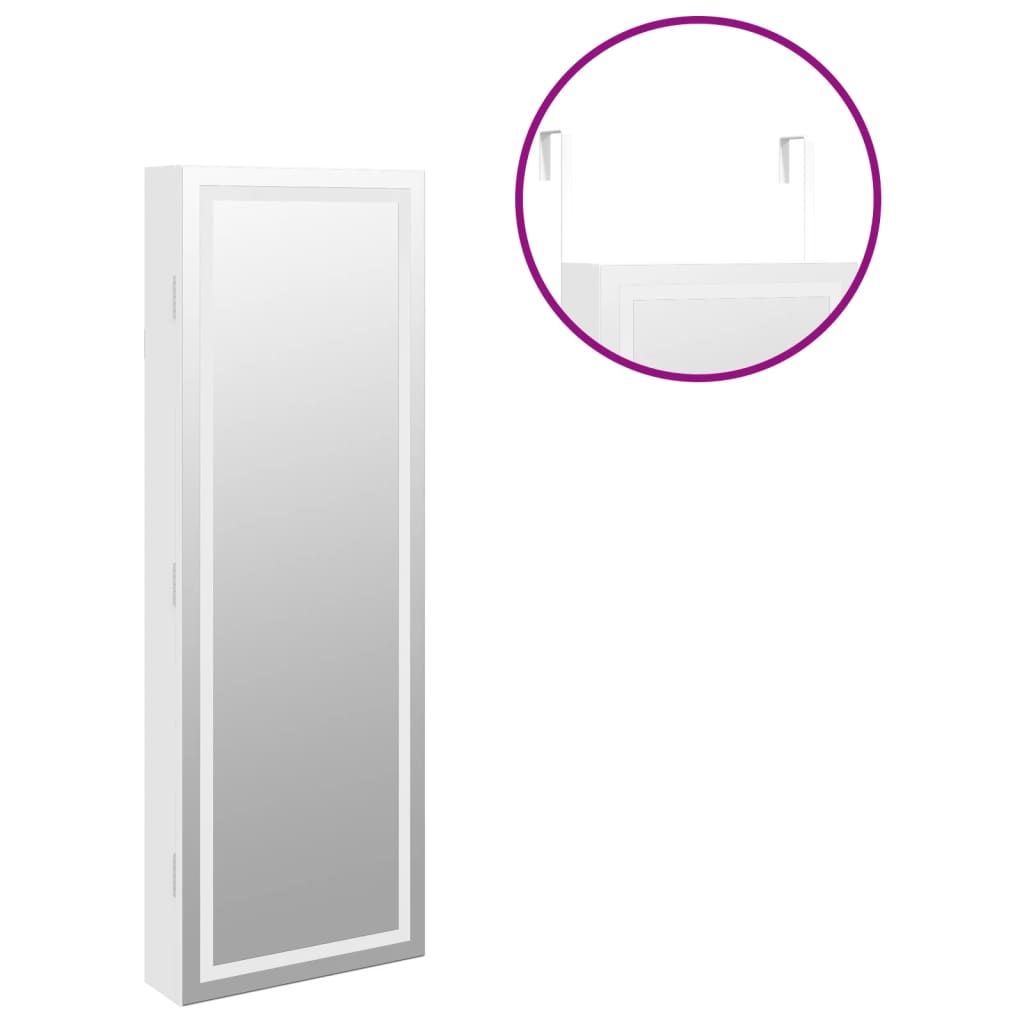 Smykkeskap Hvit Speilskap LED veggmontert