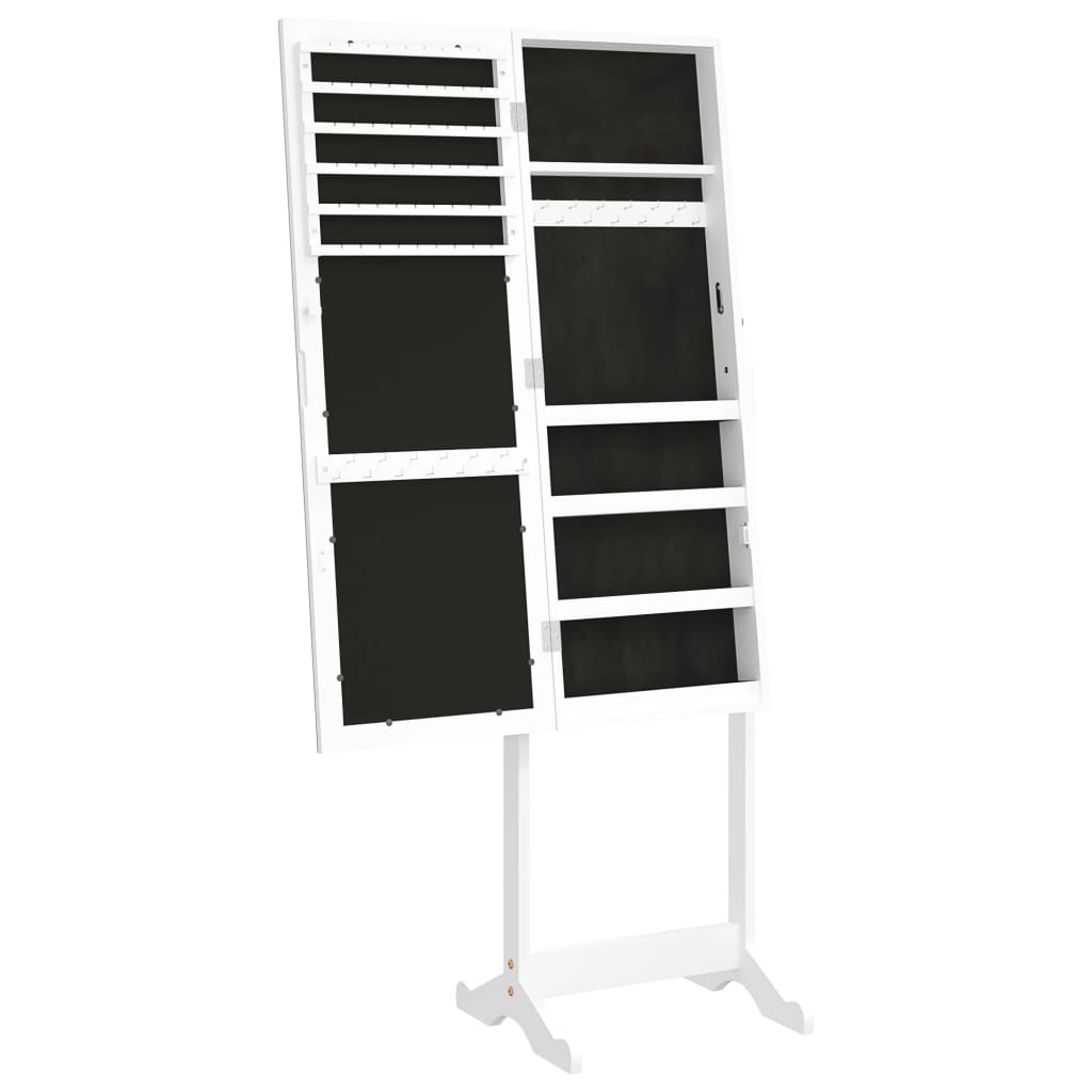 Smykkeskap Speilskap frittstående hvit 42x38x152 cm