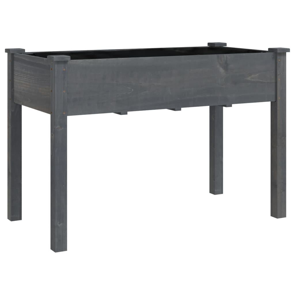 Utendørs Blomsterkasse Plantekasse Tre med foring Grå 118x59x76 cm heltre gran