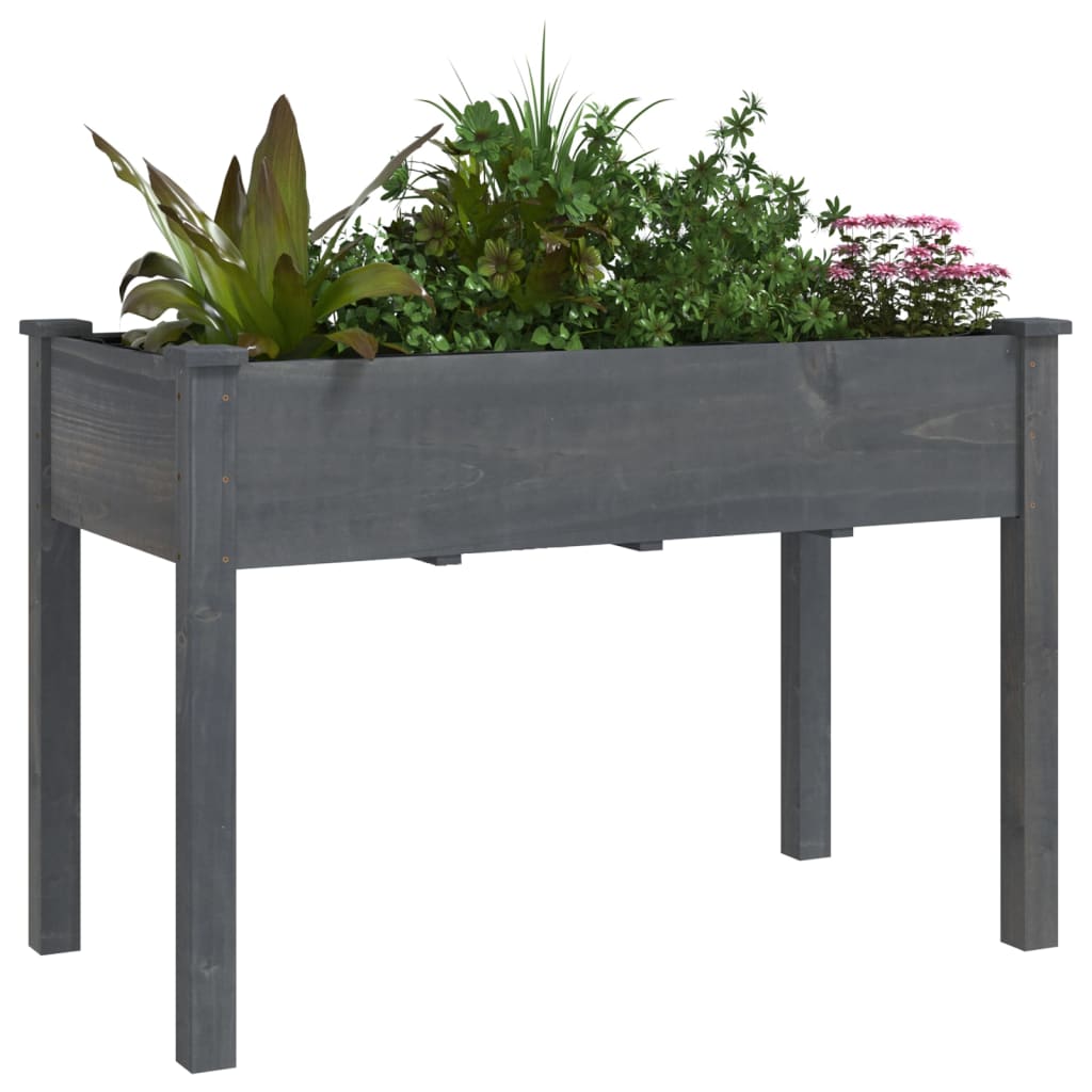 Utendørs Blomsterkasse Plantekasse Tre med foring Grå 118x59x76 cm heltre gran