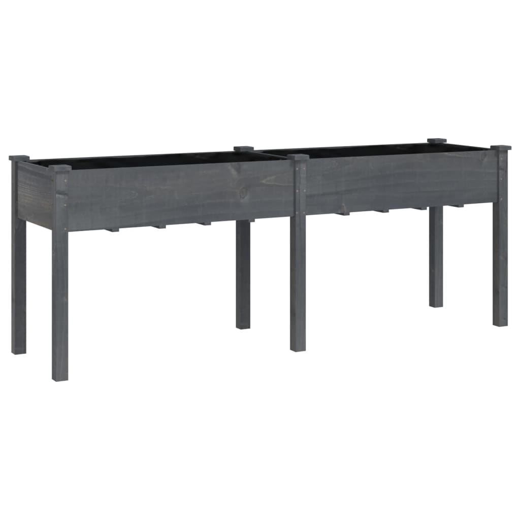 Utendørs Blomsterkasse Plantekasse Tre med foring Grå 203x53x76 cm heltre gran