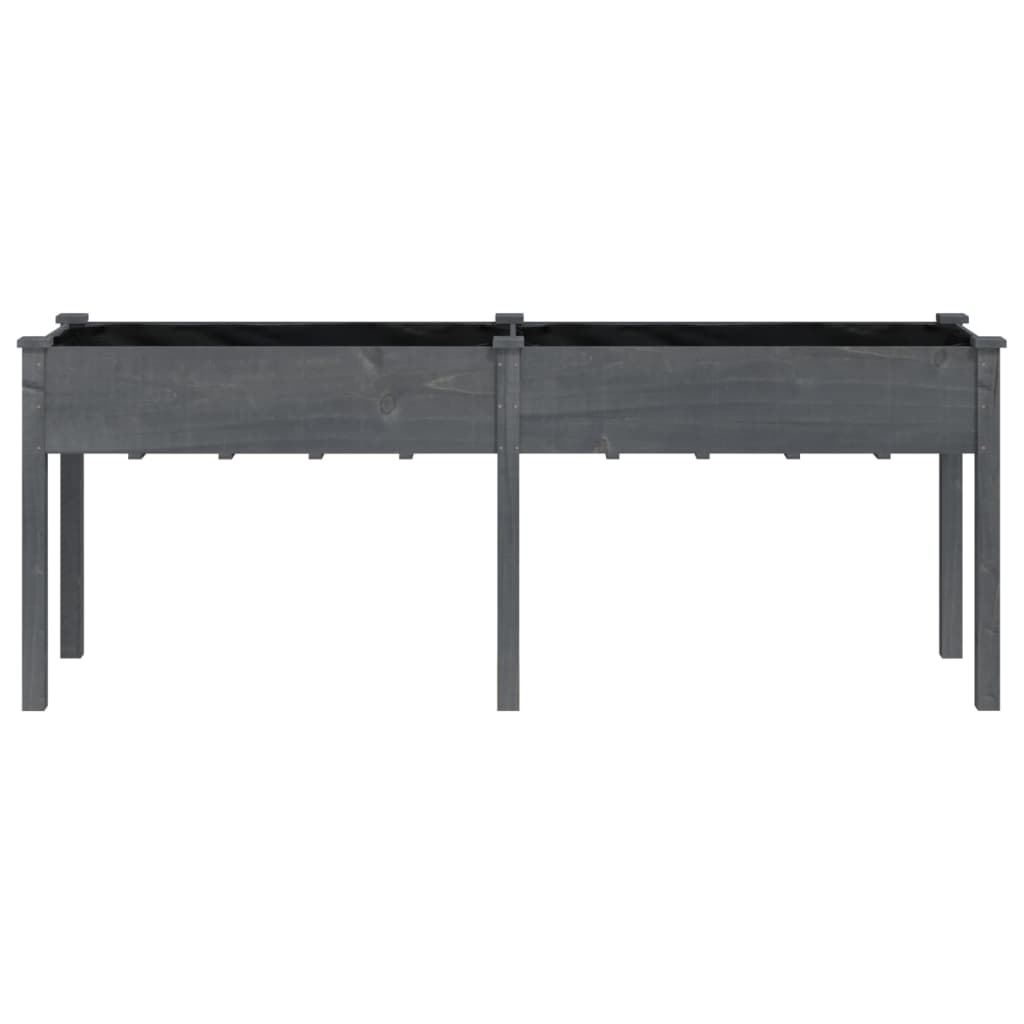 Utendørs Blomsterkasse Plantekasse Tre med foring Grå 203x53x76 cm heltre gran
