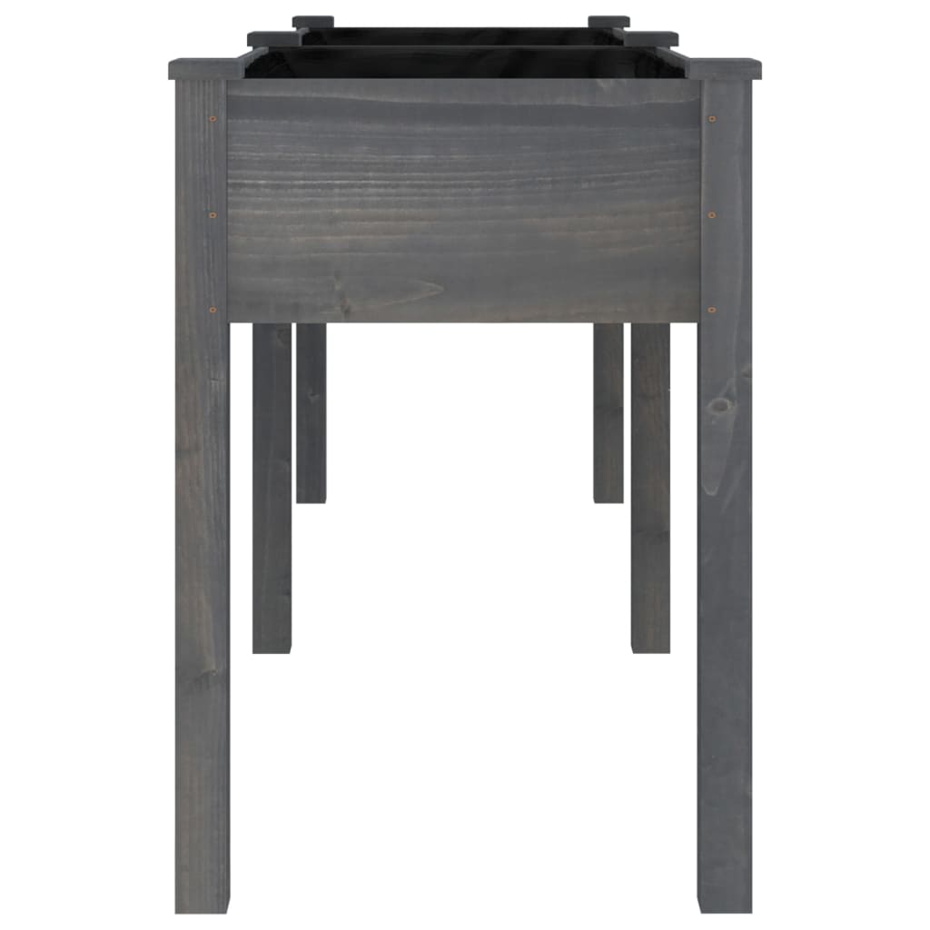 Utendørs Blomsterkasse Plantekasse Tre med foring Grå 203x53x76 cm heltre gran