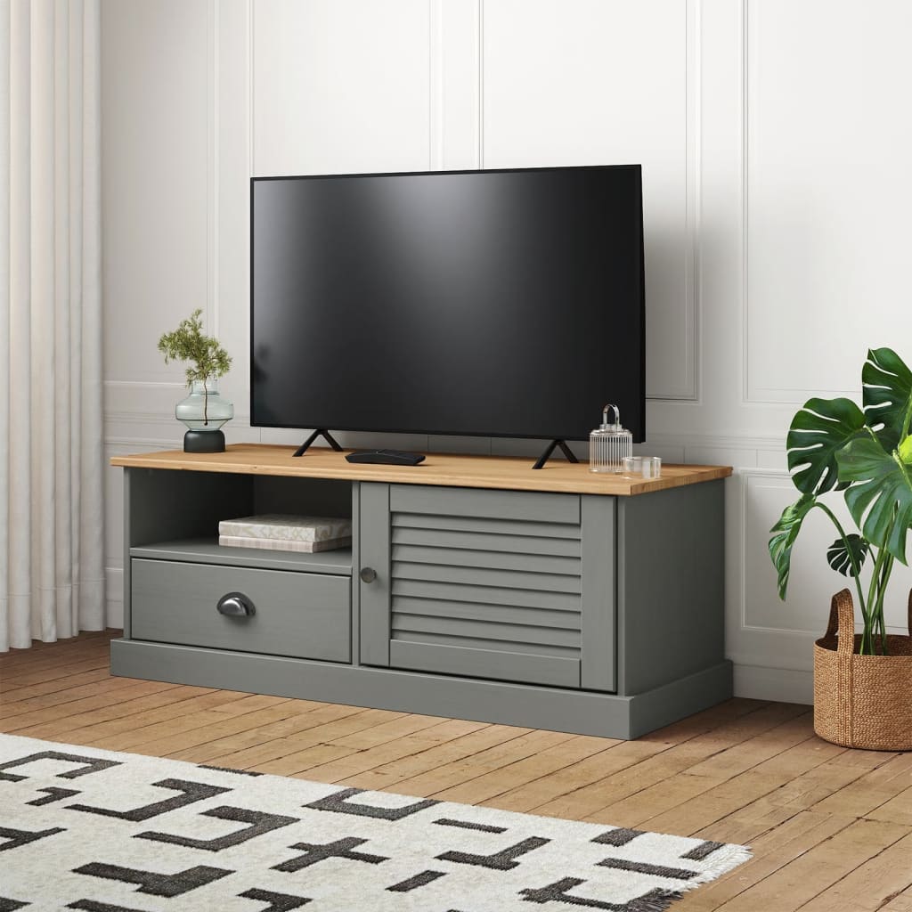 TV-Møbel Grå TV-benk VIGO 106x40x40 cm heltre furu