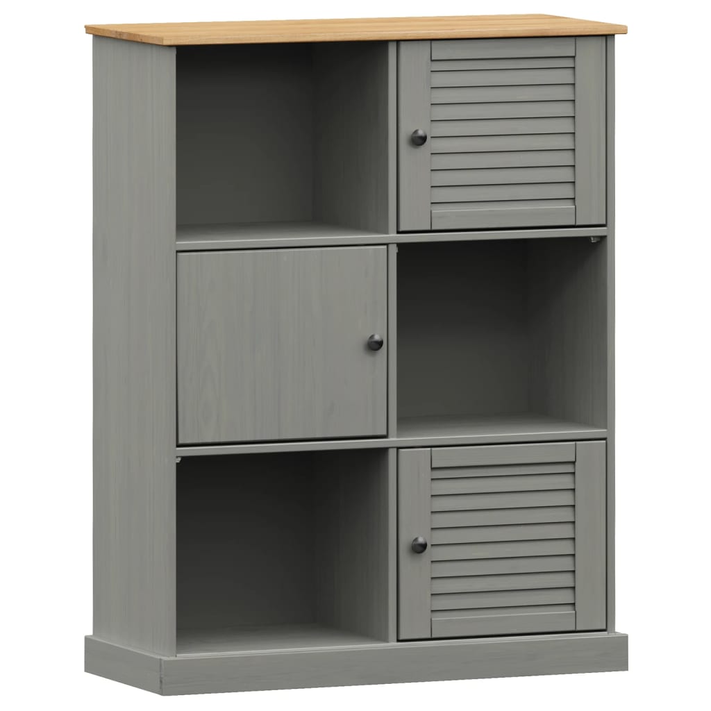 Bokhylle Grå VIGO 90x35x114,5 cm heltre furu