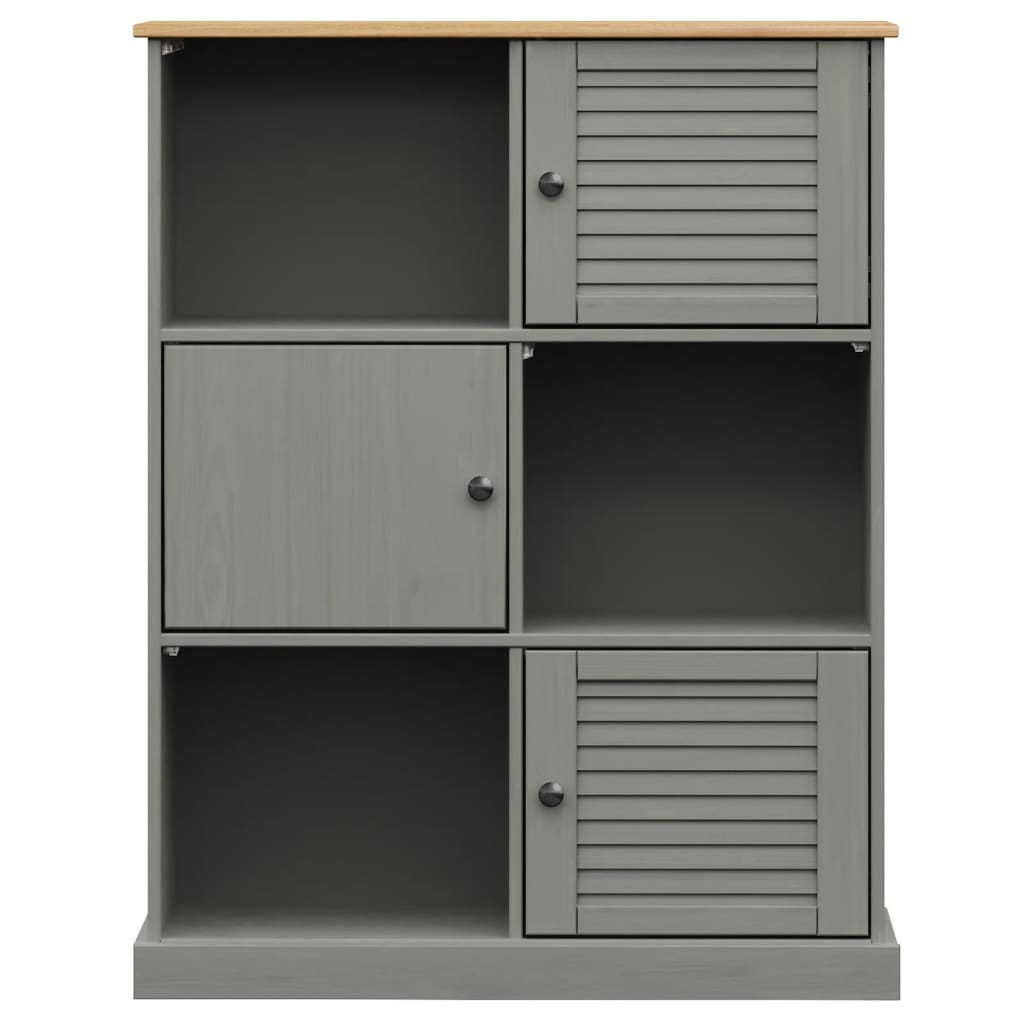 Bokhylle Grå VIGO 90x35x114,5 cm heltre furu