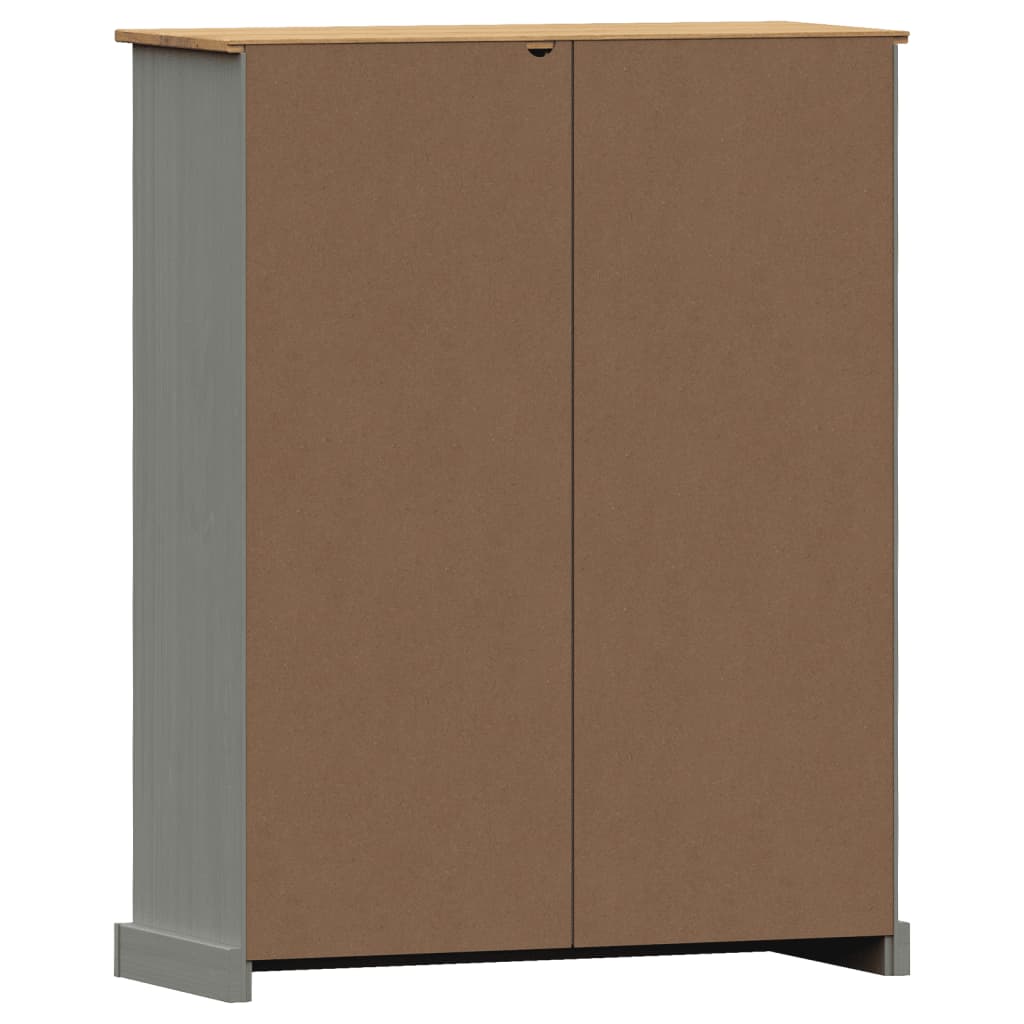Bokhylle Grå VIGO 90x35x114,5 cm heltre furu