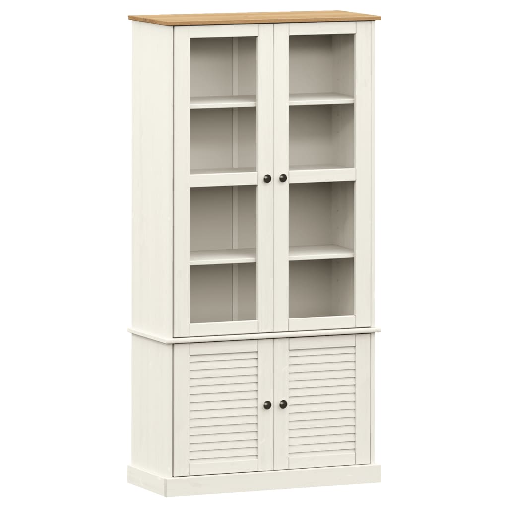 Vitrineskap VIGO Hvit 85x35x170 cm heltre furu