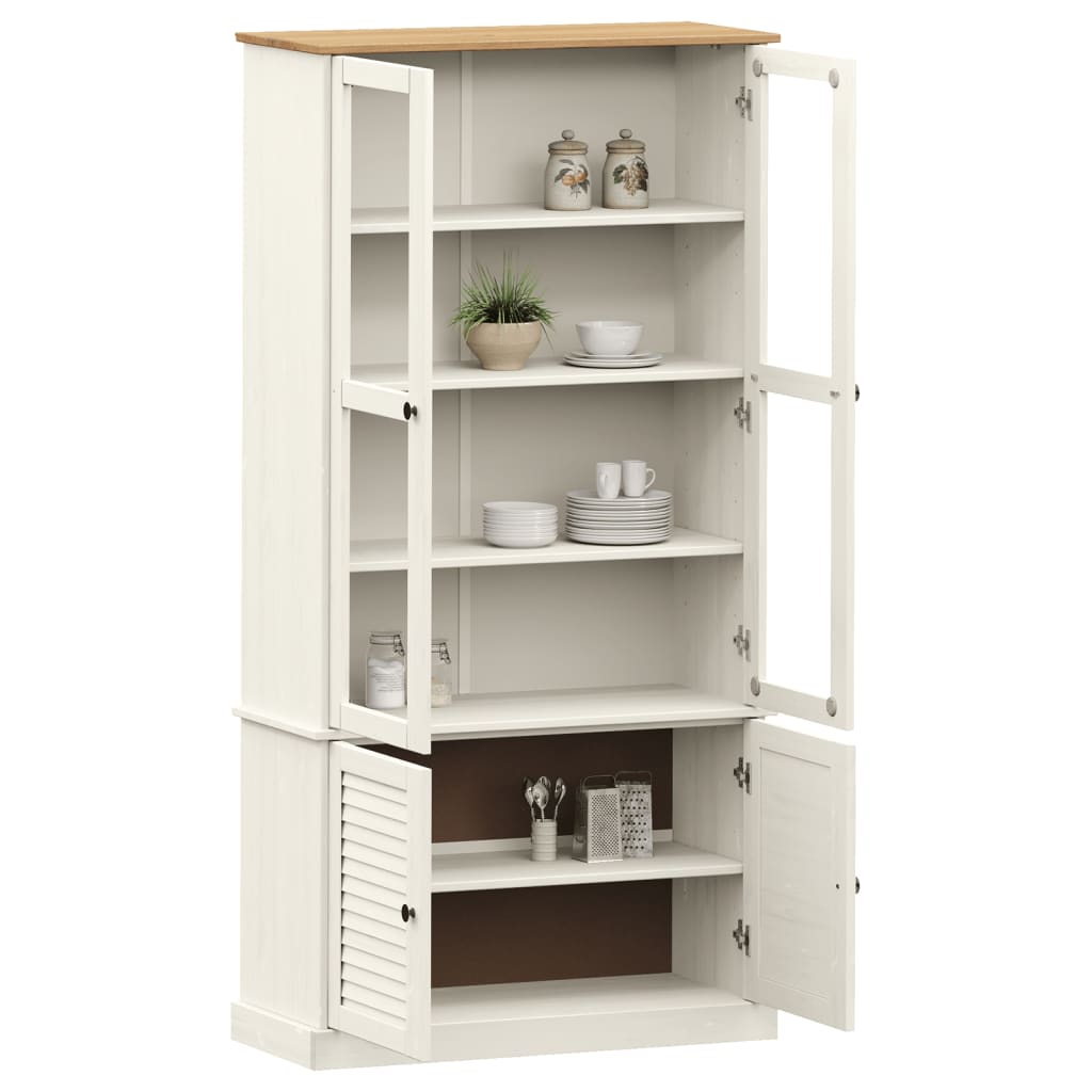 Vitrineskap VIGO Hvit 85x35x170 cm heltre furu