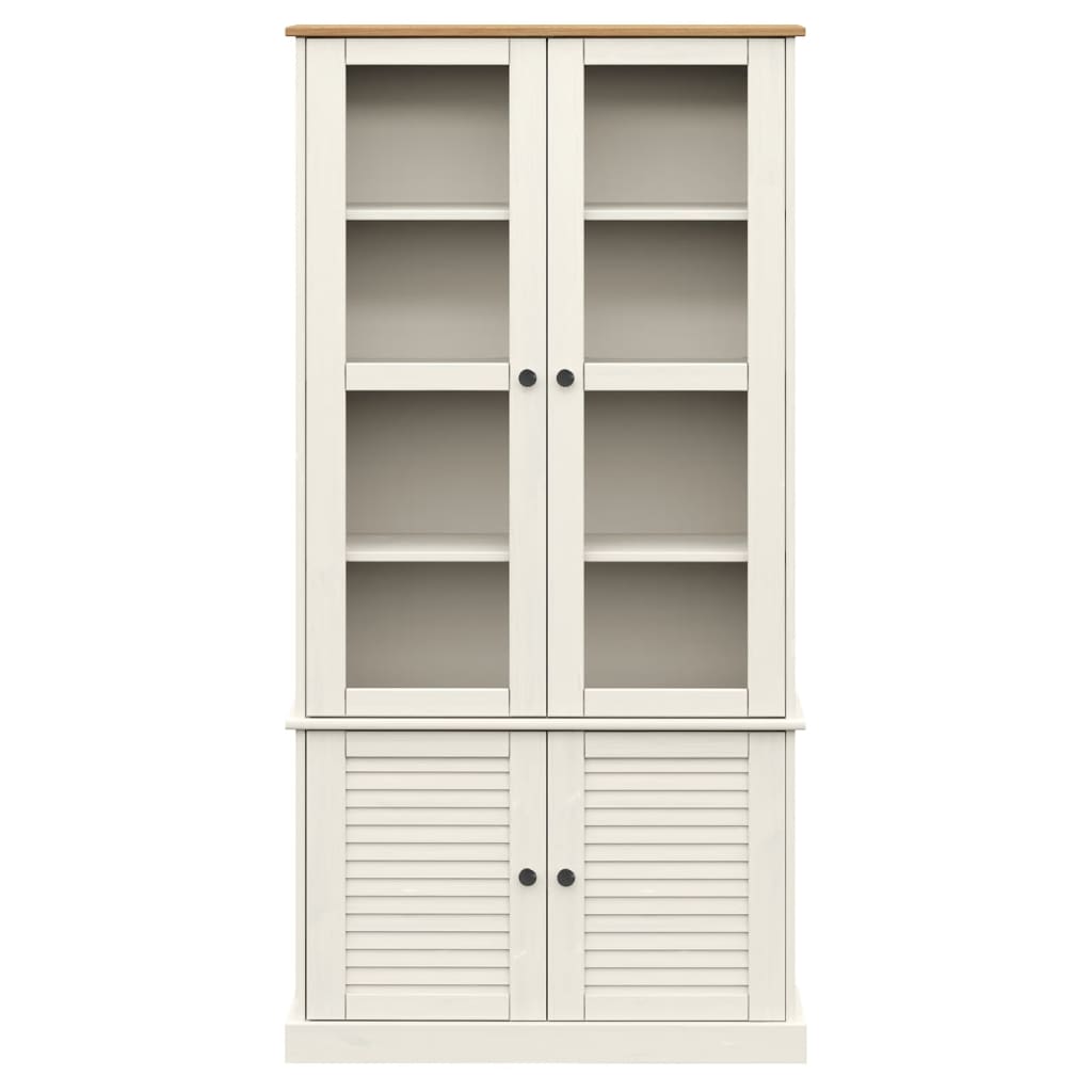 Vitrineskap VIGO Hvit 85x35x170 cm heltre furu