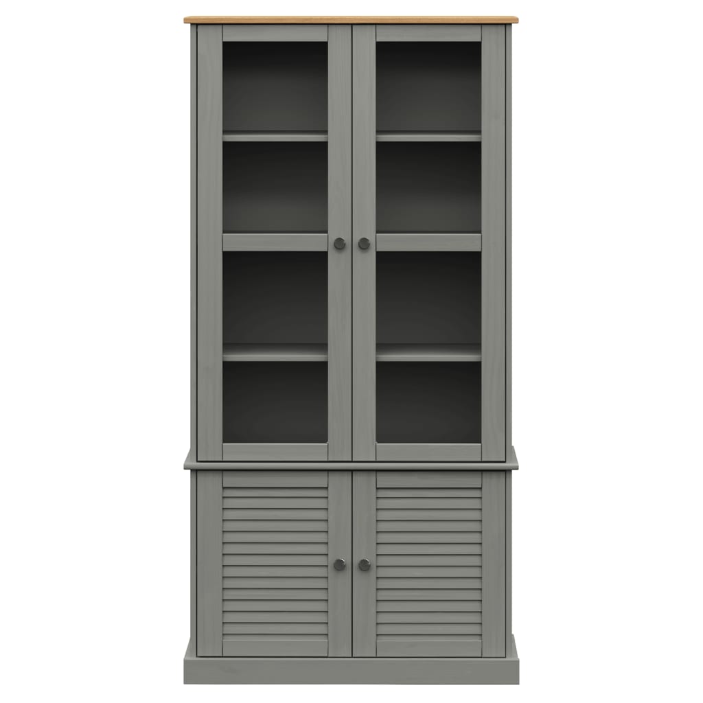 Vitrineskap VIGO Grå 85x35x170 cm heltre furu