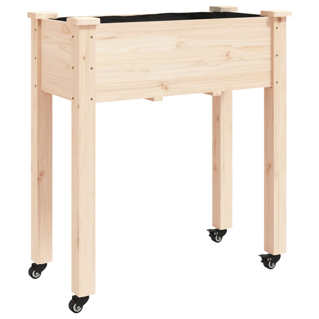 Utendørs Blomsterkasse Plantekasse Tre med foring 71x37x80 cm heltre gran