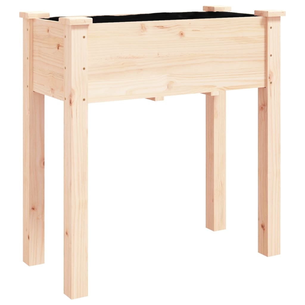 Utendørs Blomsterkasse Plantekasse Tre med foring 71x37x80 cm heltre gran