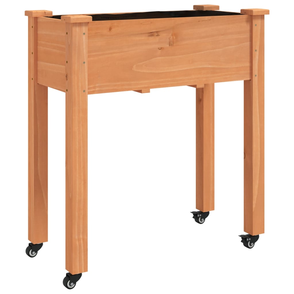 Utendørs Blomsterkasse Plantekasse Tre med foring Brun 71x37x80 cm heltre gran