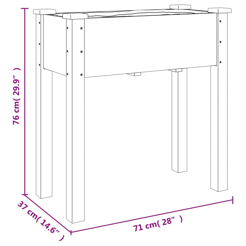 Utendørs Blomsterkasse Plantekasse Tre med foring Brun 71x37x80 cm heltre gran