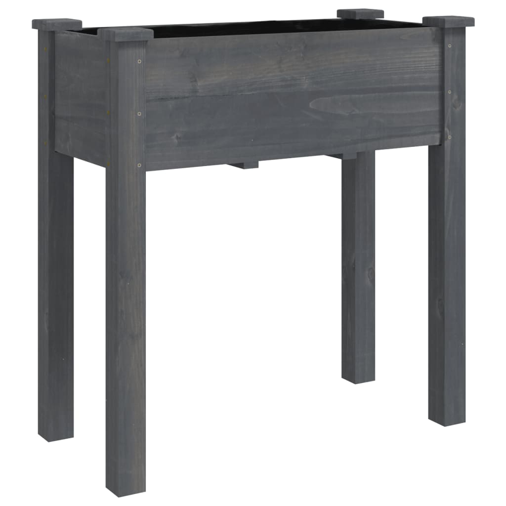 Utendørs Blomsterkasse Plantekasse Tre med foring Grå 71x37x80 cm heltre gran