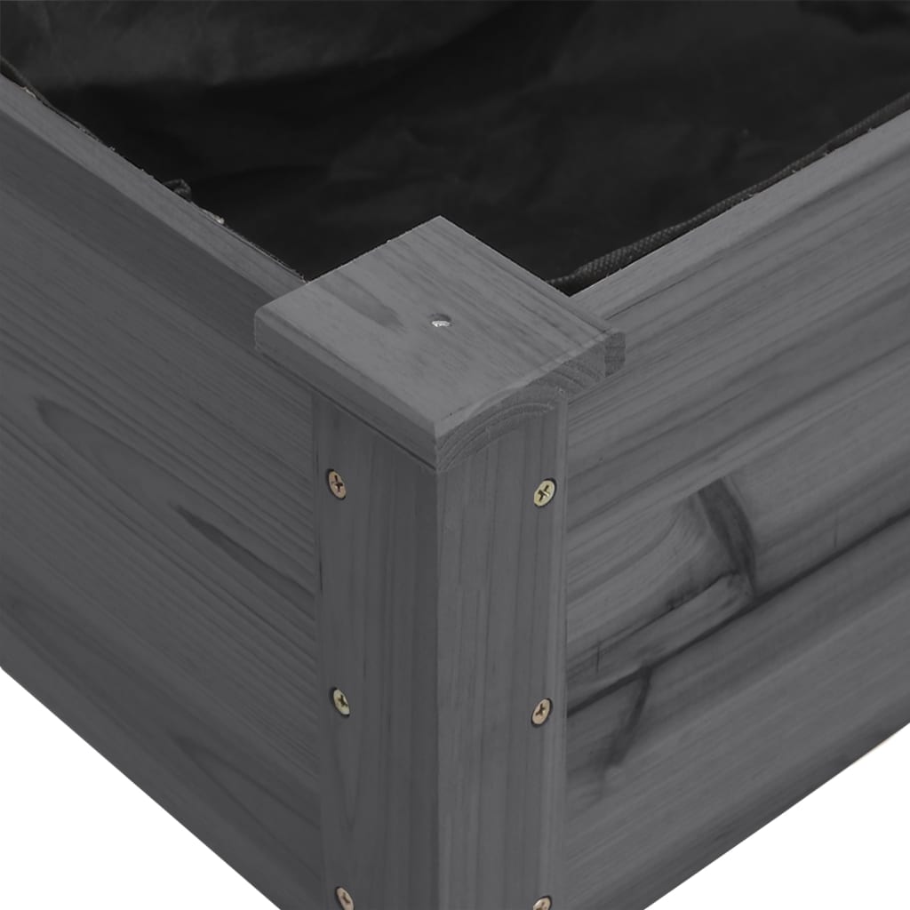 Utendørs Blomsterkasse Plantekasse Tre med foring Grå 71x37x80 cm heltre gran