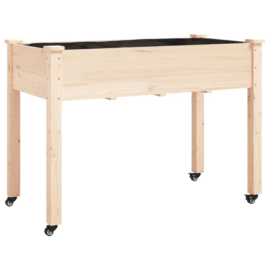 Utendørs Blomsterkasse Plantekasse Tre med foring 118x59x80 cm heltre gran