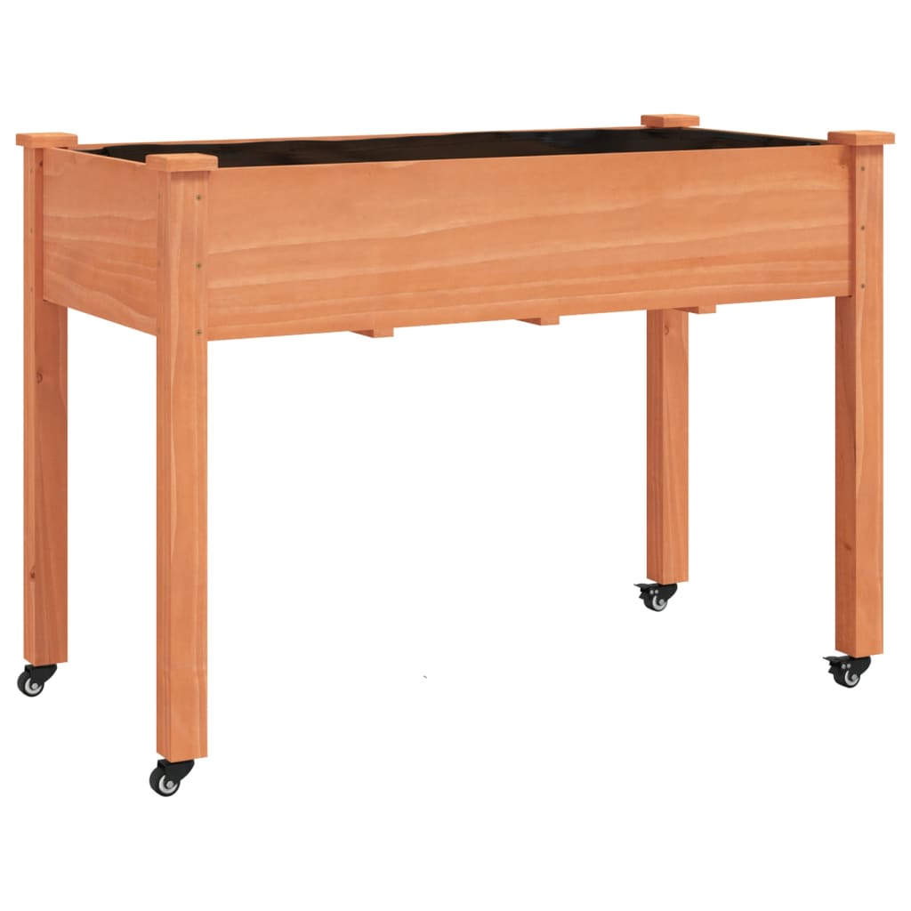 Utendørs Blomsterkasse Plantekasse Tre med foring Brun 118x59x80 cm heltre gran