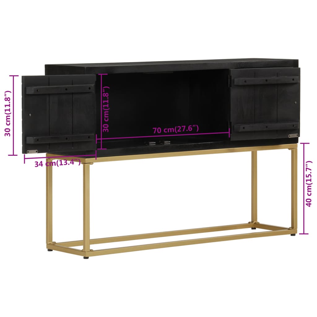 Skjenk Svart og gull 110x30x75 cm heltre mango