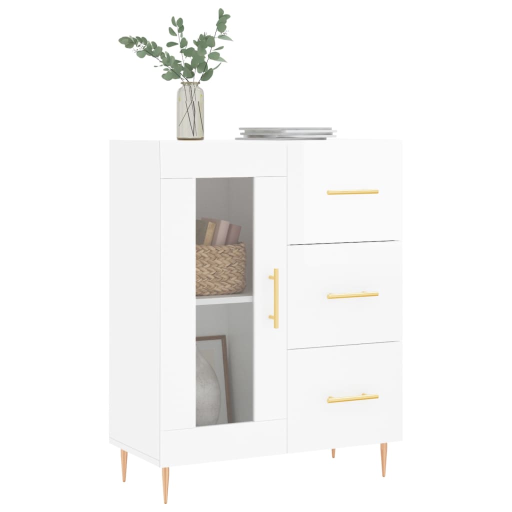 Skjenk Høyglans Hvit 69,5x34x90 cm