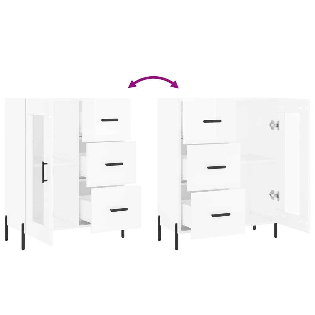 Skjenk Høyglans Hvit 69,5x34x90 cm