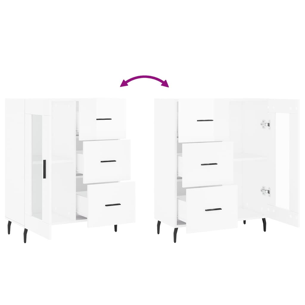 Skjenk Høyglans Hvit 69,5x34x90 cm