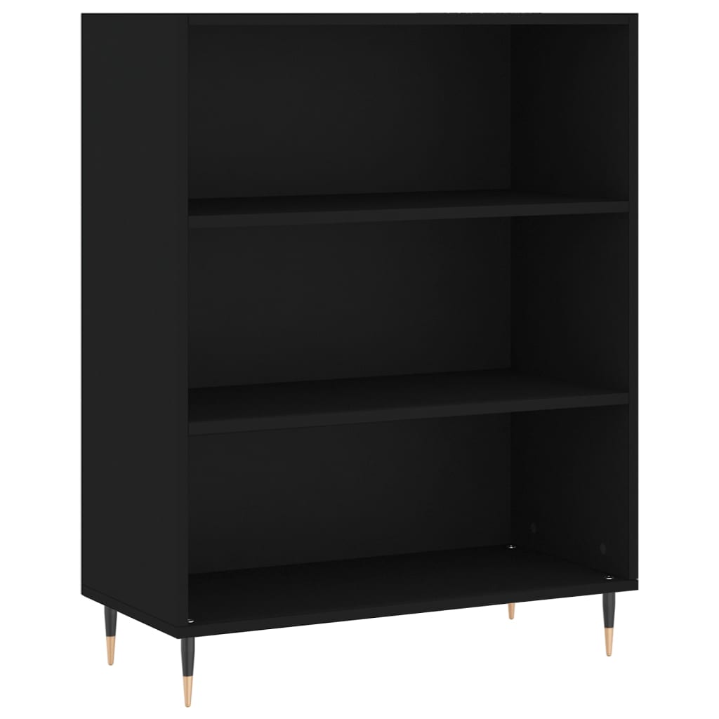 Bokhylle svart 69,5x32,5x90 cm konstruert tre