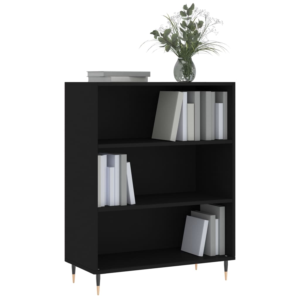 Bokhylle svart 69,5x32,5x90 cm konstruert tre