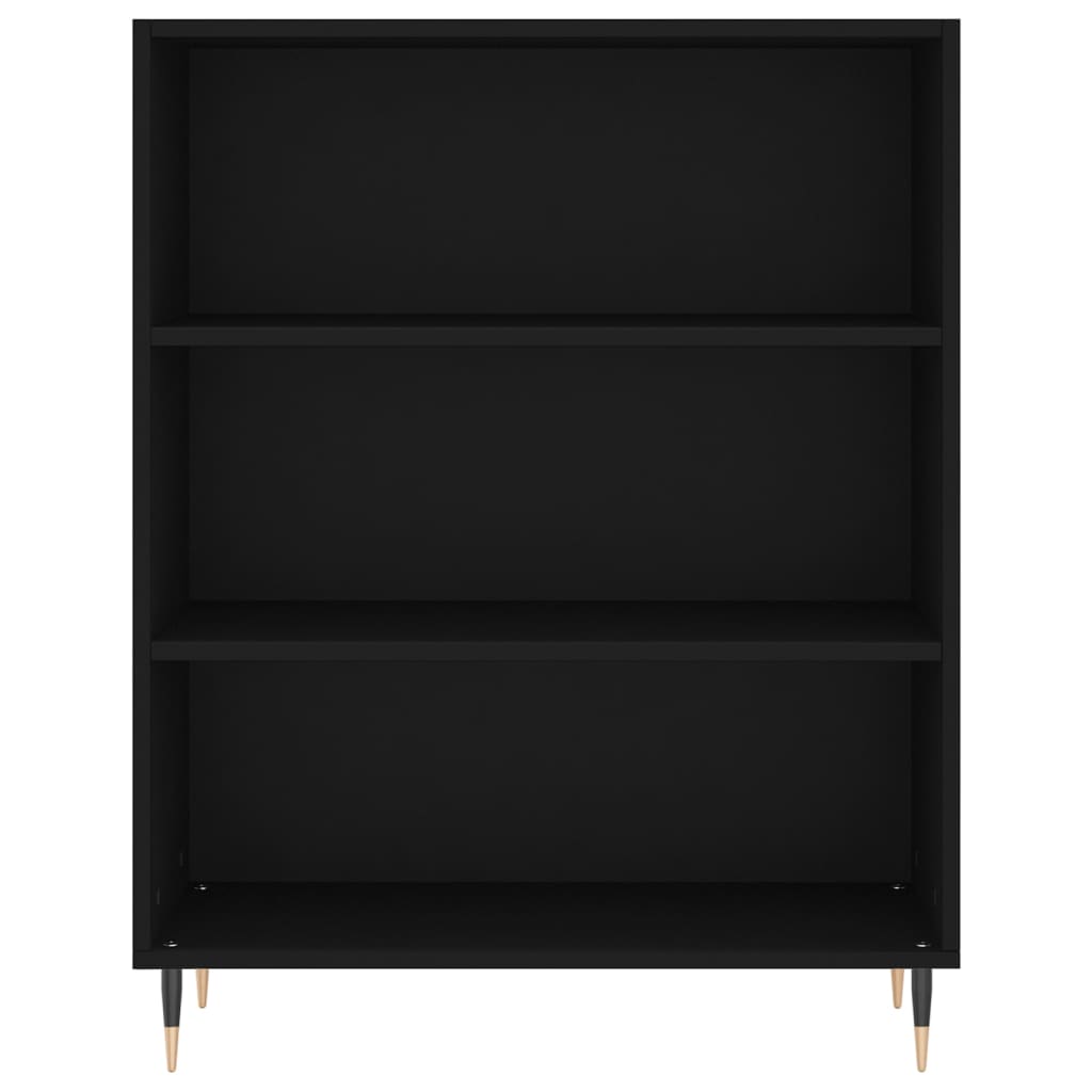 Bokhylle svart 69,5x32,5x90 cm konstruert tre