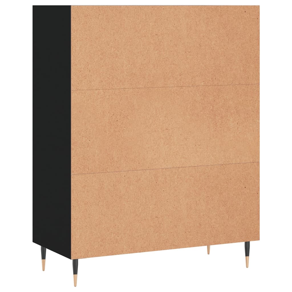 Bokhylle svart 69,5x32,5x90 cm konstruert tre