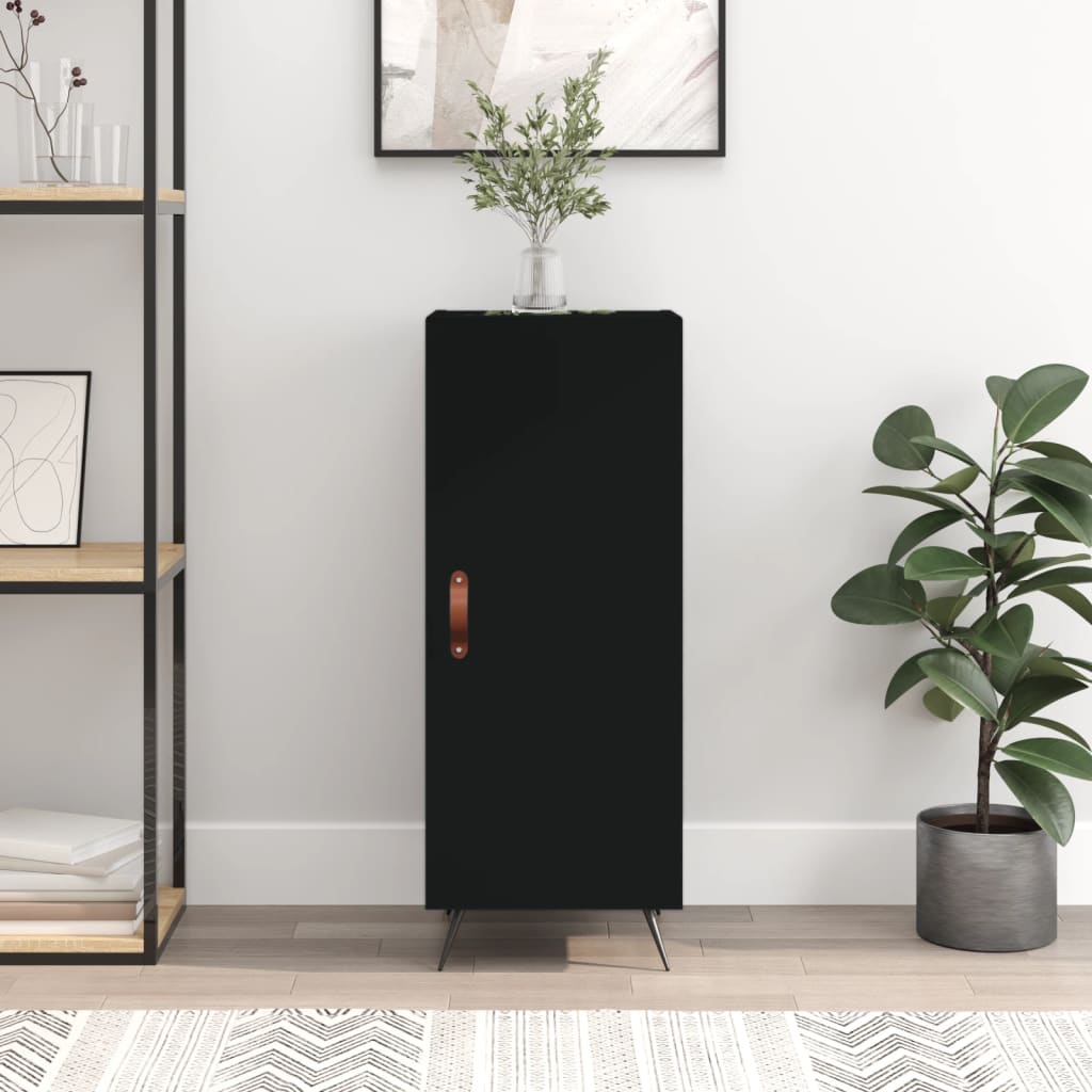 Skjenk svart 34,5x34x90 cm konstruert tre