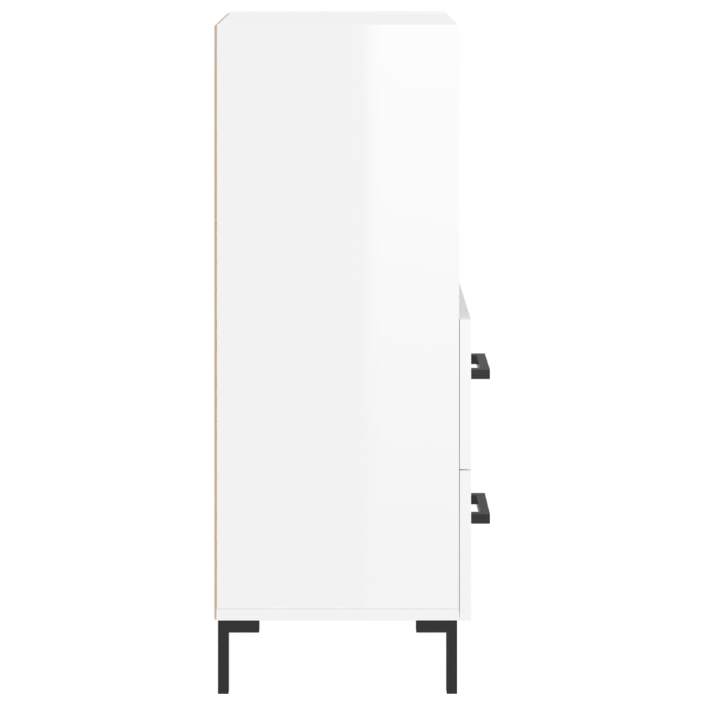 Skjenk høyglans hvit 34,5x34x90 cm konstruert tre