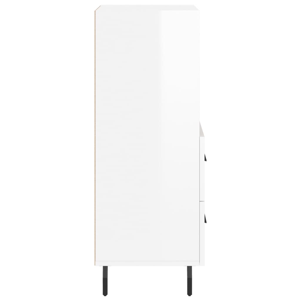 Skjenk høyglans hvit 34,5x34x90 cm konstruert tre