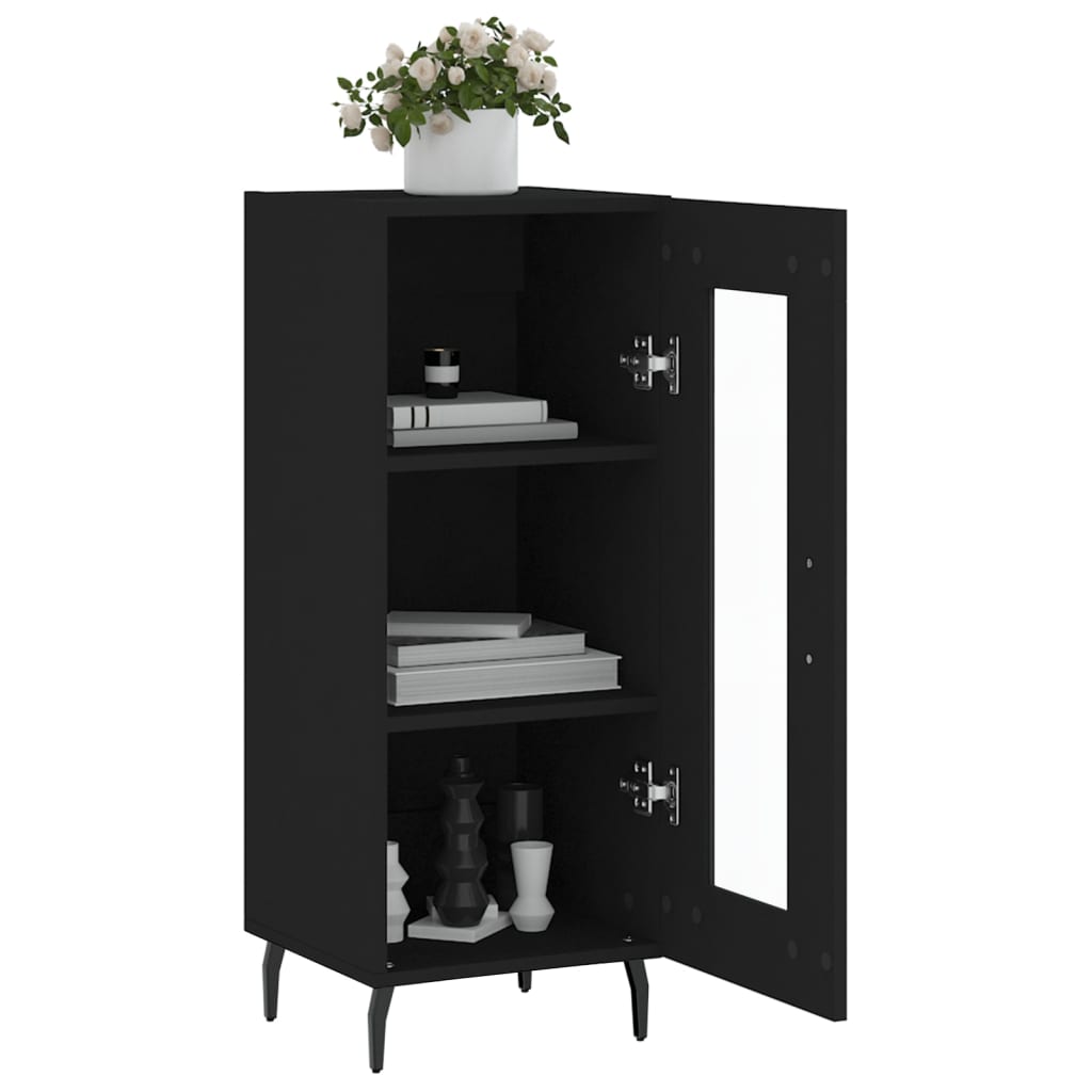 Skjenk svart 34,5x34x90 cm konstruert tre