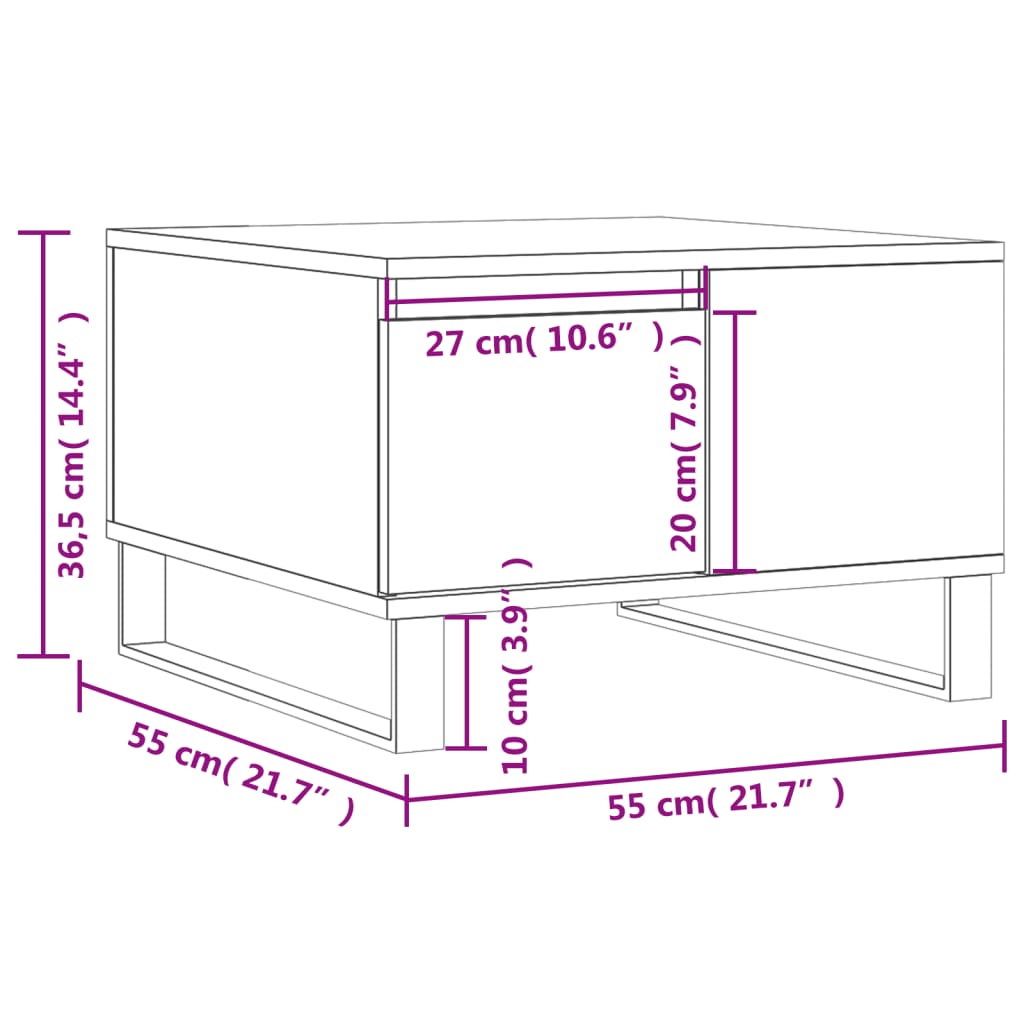 Salongbord Sofabord Røkt Eik 55x55x36,5 cm